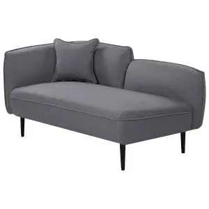 Left Hand Boucle Chaise Lounge Dark Grey CHEVANNES