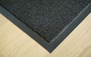 Heavy Duty Indoor & Outdoor Rubber Non-Slip Absorbent Barrier Mat - Charcoal 90 x 120 cm