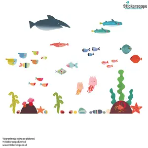 Underwater Wall Sticker Pack Children's Bedroom Nursery Playroom Décor Self-Adhesive Removable