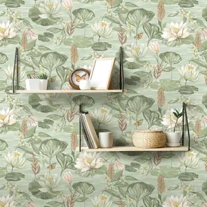 Rural Paradise Lily Pad Wallpaper Green Holden 13621