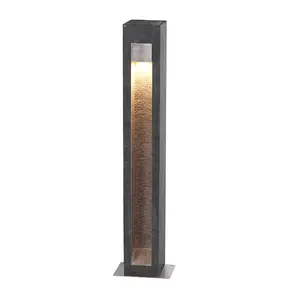 Elstead Parkstone Outdoor Bollard Basalt Stone with Stainless Steel, 3000K, IP55