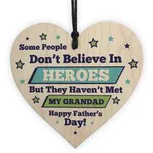 Fathers Day Gifts For Grandad Wood Heart Superhero Gift Thank You Grandparent Gift