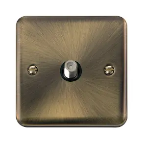 Curved Antique Brass Satellite Socket 1 Gang - Black Trim - SE Home