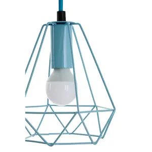 Interiors by Premier Beli Blue Metal Wire Pendant Light