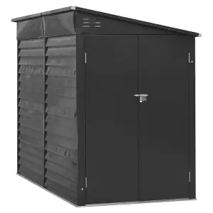 8.8 x 4.7 ft Pent Metal Garden Storage Shed Lean to Shed Motorcycle Shed with Lockable Door,Charcoal Black