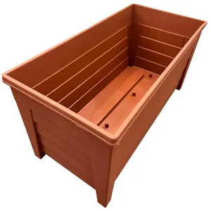 2 x Large Long 55cm Terracotta Grosvenor Trough Flower Garden Planter For Home, Greenhouse & Patios