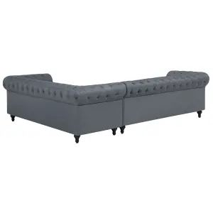 Left-Hand Corner Sofa CHESTERFIELD Grey Fabric Left Hand