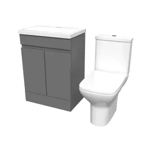 Nes Home 600mm Steel Grey Basin Vanity & Rimless Close Coupled toilet