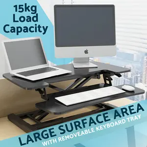 71cm Height Adjustable Sit Stand Desk Converter with Twin Monitor Mount