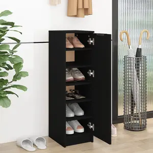 Berkfield Shoe Cabinet Black 30x35x100 cm Engineered Wood