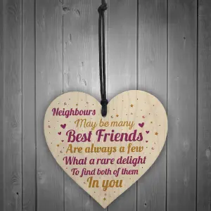 Red Ocean Neighbour Friendship Gift Handmade Wooden Heart Best Friend Plaque Sign Thank You Gifts