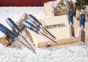 Faithfull 6 Piece Wood Chisel Set 6 10 13 19 25 32mm Anti Slip Soft Grip Handle