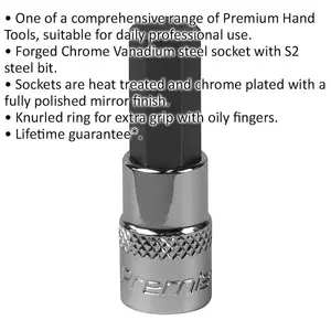 Durable 8mm Forged Hex Socket Bit with Chrome Vanadium Finish