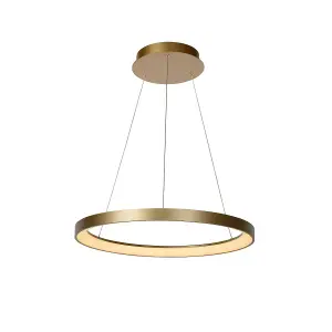 Lucide Vidal Modern Pendant Light 58cm - LED Dim. - 1x48W 2700K - Matt Gold, Brass