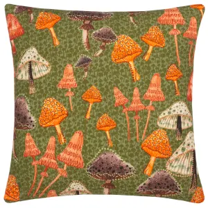 furn. Mushroom Fields Abstract 100% Cotton Feather Filled Cushion