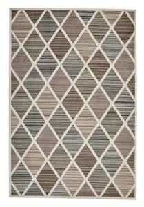 Modern Easy to Clean Multicoloured Chequered Geometric Rug for Living Room Dining Room & Bedroom-80cm X 150cm