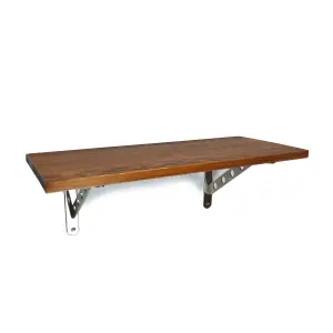 Solid Pine Rustical Shelf Dark Oak with 2406 Bracket 25x80cm