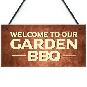 Red Ocean BBQ Barbecue Sign For Garden Novelty Garden Signs And Plaques Welcome Signs