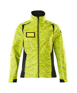 Mascot Accelerate Safe Ladies Fit Softshell Jacket with Reflectors (Hi-Vis Yellow/Dark Navy)  (XX Large)