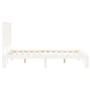 Berkfield Bed Frame with Headboard White 140x200 cm Solid Wood