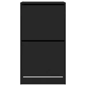 Shoe Cabinet with 2 Flip-Drawers Black 60x42x108 cm