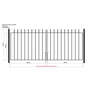 MANA Ball Top Pair of Metal Driveway Gates 2134mm GAP x 915mm High MAZP40