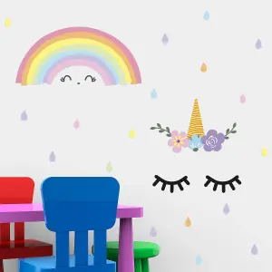 Walplus Sleeping Unicorn And Rainbow Kids Sticker PVC Multicoloured