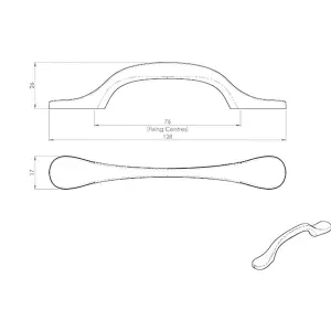 2x 128mm Shaker Style Cabinet Pull Handle 76mm Fixing Centres Polished Chrome