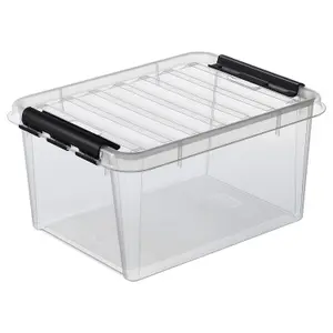 15 Classic Transparent Plastic Storage Box with Lid, 14 Litre