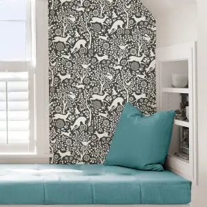 NuWallpaper NUS3146 Merriment Peel & Stick Wallpaper, Charcoal