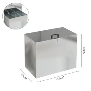 64L 3 Compartment Large Galvanized Metal Outdoor Animal Feed Storage Bin with Lid Lockable