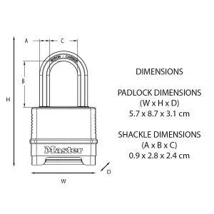 Master Lock Weather tough Black Zinc Combination Padlock (H)46mm (W)57mm