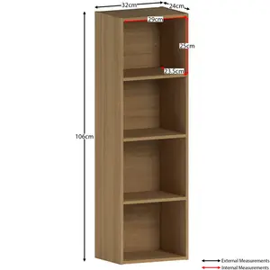 Gerardi Standard Bookcase Oak / 106 cm H x 32 cm W