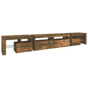 Berkfield TV Cabinet with LED Lights Smoked Oak 260x36.5x40 cm