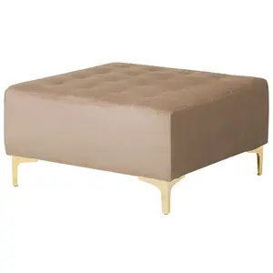 Large Sofa with Ottoman ABERDEEN Sand Beige Velvet Symmetrical