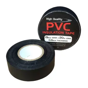 5 x Black Electrical PVC Insulation Tape 19mm x 20 Metres, Flame Retardant