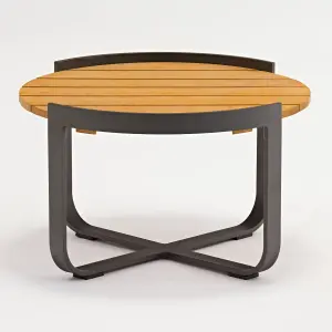 Bloom Coffee Table with Teak Top in Charcoal