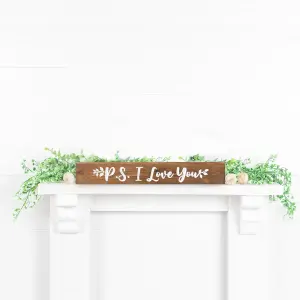 Peak Heritage Engraved Wooden Wedding Sign 60cm - PS I Love You