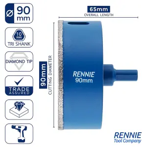 90mm Diamond Hole Saw Drill Bit For Tiles, Ceramic, Porcelain. Holesaw