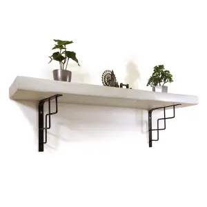 Wooden Rustic Shelf with Bracket SQUARE Black 170mm 7 inches Antique Grey Length of 230cm