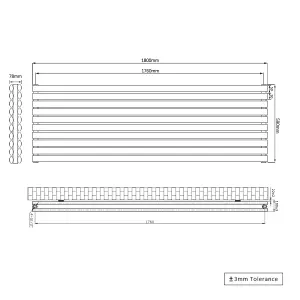 Right Radiators 1800x590 mm Horizontal Vertical Oval Column Radiator Double Panel Rads Anthracite