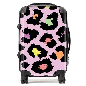 Pink Leopard Print Suitcase - Cabin