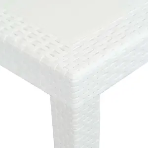 Berkfield Garden Table White 150x90x72 cm Plastic Rattan Look