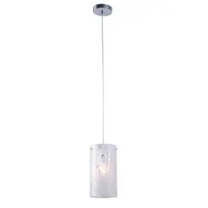 Luminosa Modern Hanging Pendant Chrome 1 Light  with Fabric Shade, E27