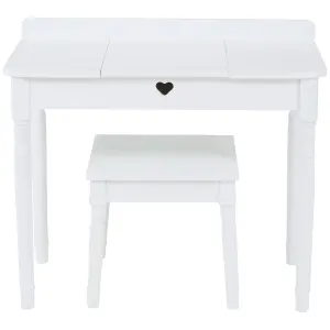 Interiors by Premier Childrens Dressing Table and Chair, Crisp White Dressing Table with Mirror, Body Posture Vanity Chair