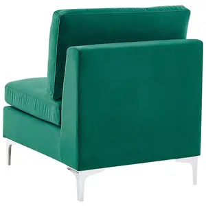 3 Seater Modular Velvet Sofa with Ottoman Green EVJA