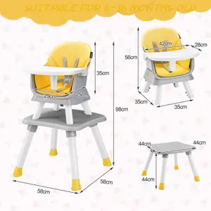 Costway 6-in-1 Baby High Chair Infant Feeding Chair Kids Stool w/Removable Tray & Cushion