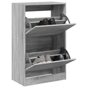 Shoe Cabinet Grey Sonoma 60x34x96.5 cm Engineered Wood