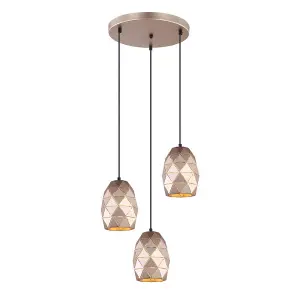 Luminosa Modern Hanging Pendant Golden Champagne 3 Light , E27