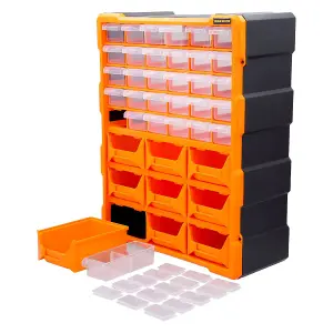 TOUGH MASTER Small Parts Multi Drawer Organiser Wall Mount or Freestanding Plastic DIY Storage Cabinet - 39 Drawers (TM-UPT-6010)